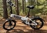 Child riding bike on forest trail